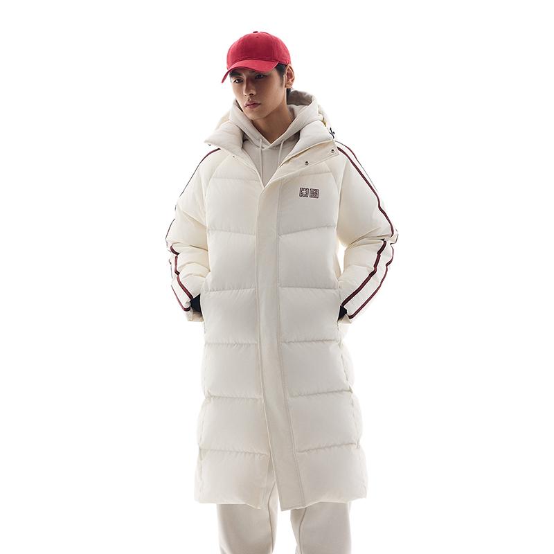 Anta Lifestyle Series свободный крой однотонный пуховик унисекс верхняя одежда цвета слоновой кости 972448901-1