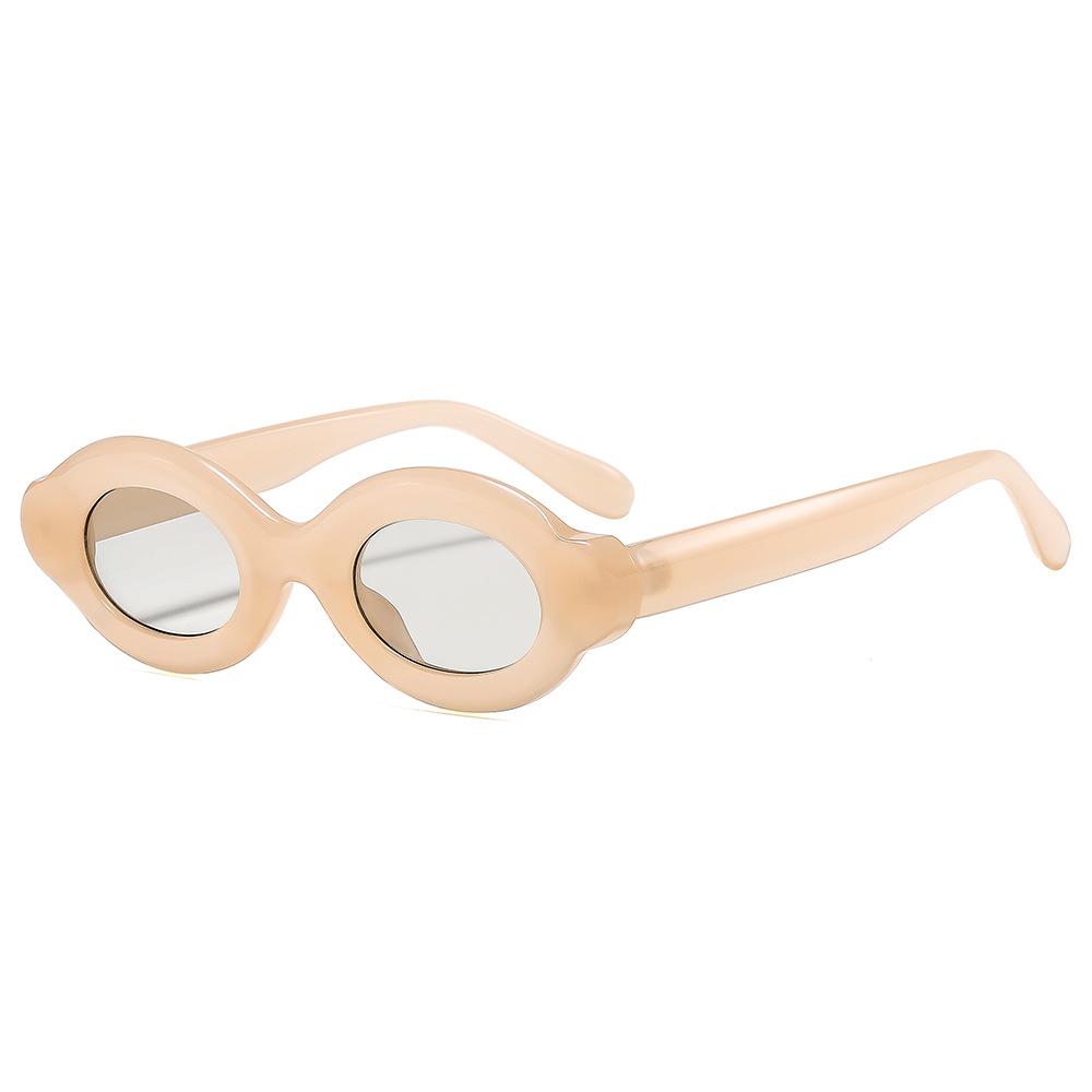 Thick frame bubble oval fashion contrasting color matching sunglasses men's and women's European and American versatile high-end inflatable sunglasses