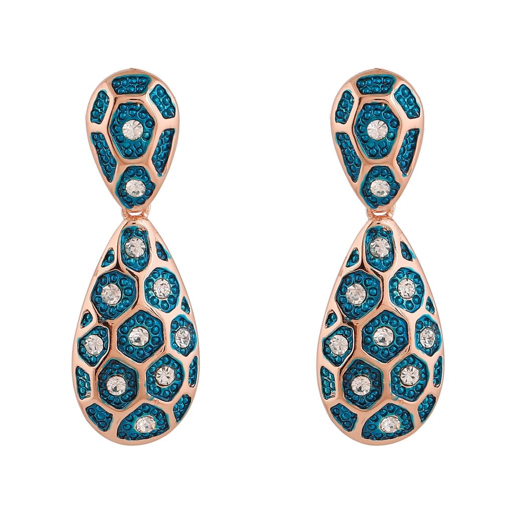 Дизайнерские женские серьги Estele TearDrop с покрытием из розового золота и кристаллами