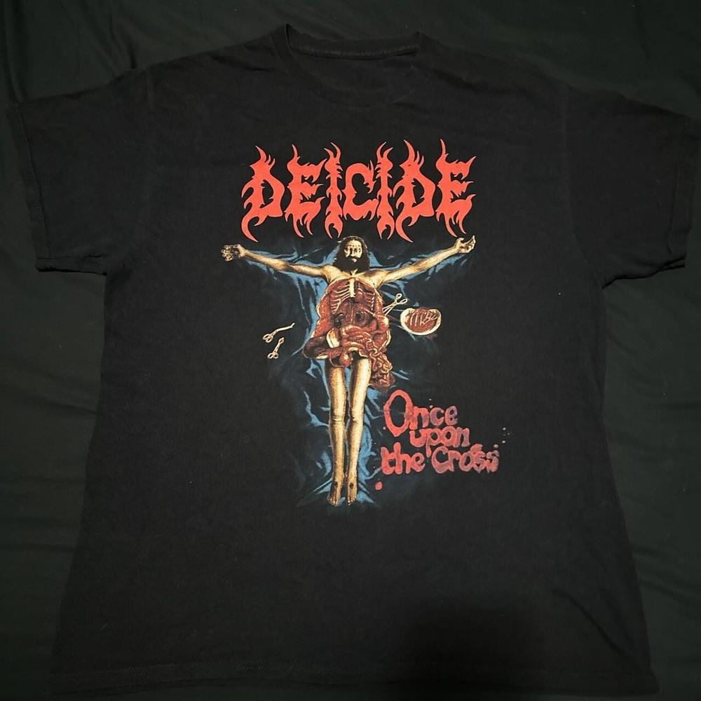 Винтажная черная футболка Deicide Once upon the Cross Унисекс Концертная S–5XL MQ042 Унисекс Футболка