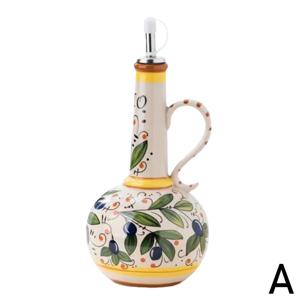 Диспенсер для оливкового масла 700 мл, тисненый керамический диспенсер для масла, уксуса, масла, керамическая бутылка, контейнер для хранения масла, приправы L9S8