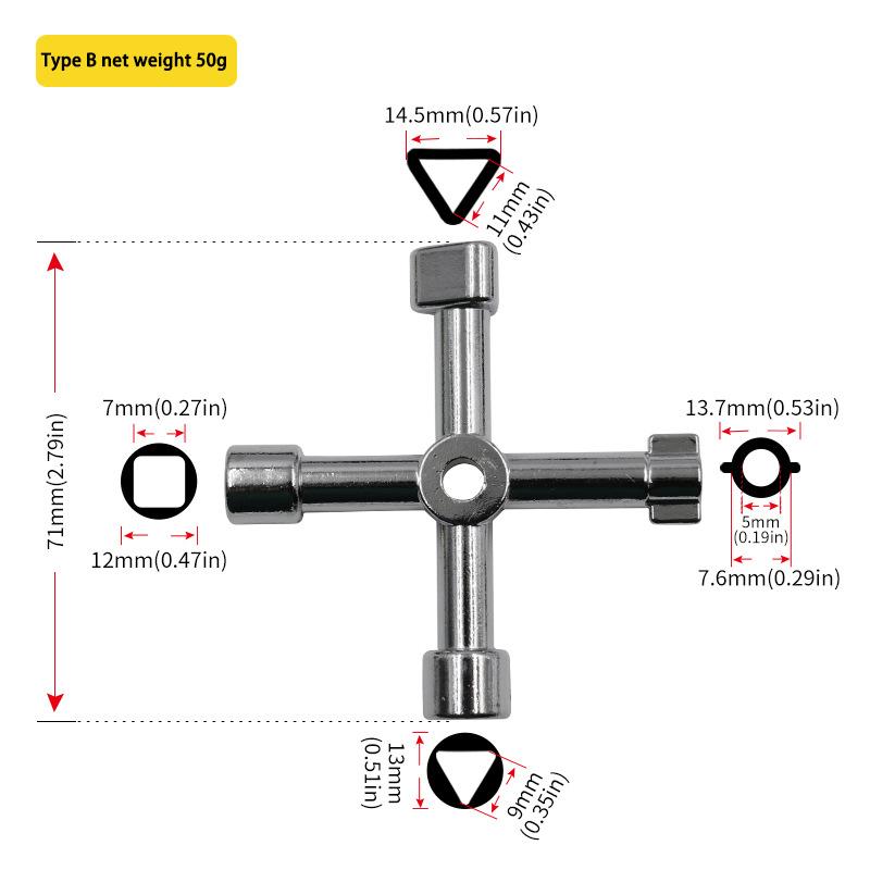 Электрический шкаф Автомобильный лифт Крестовой ключ Ключ для клапана счетчика воды Внутренний треугольный ключ Многоцелевой портативный инструмент
