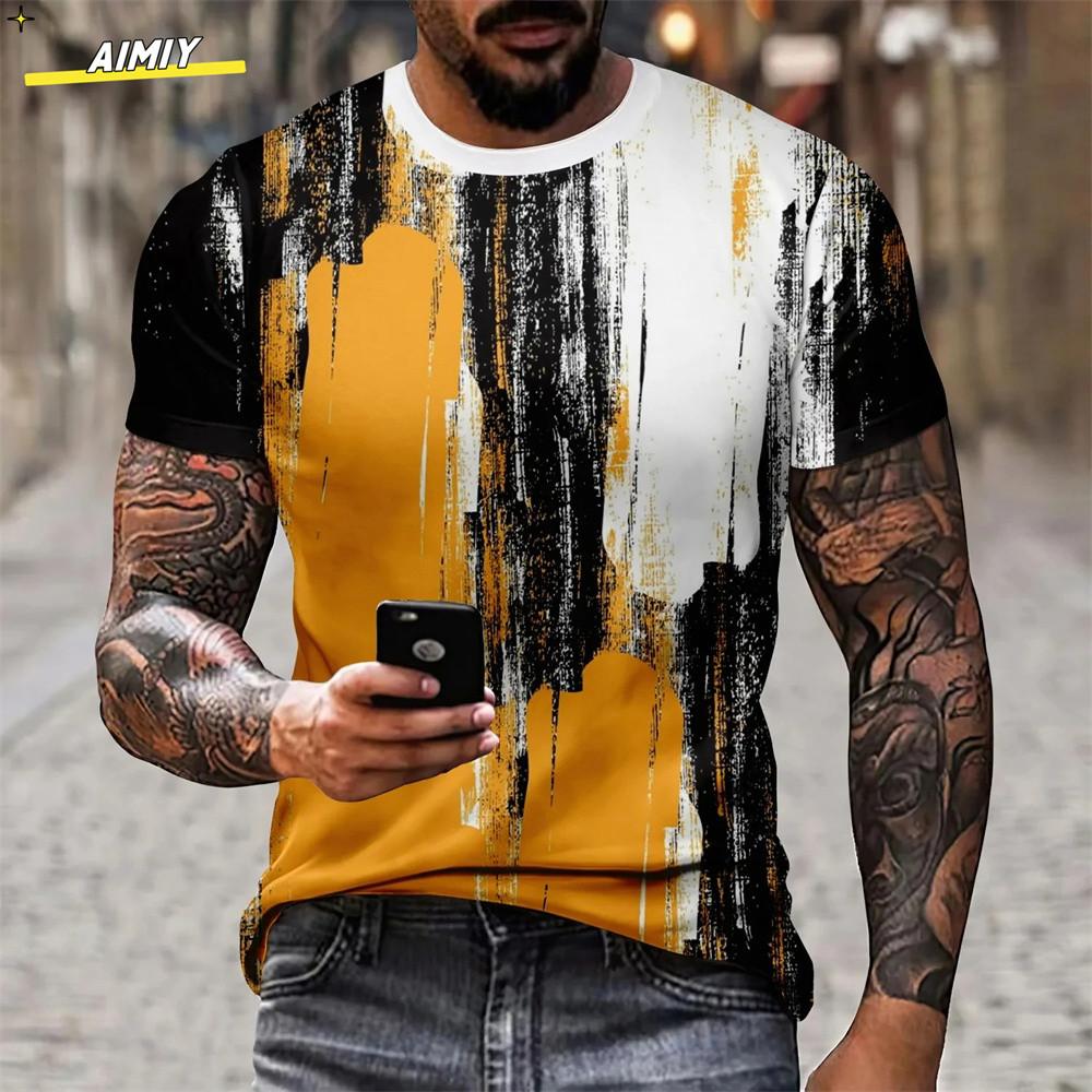 Летние мужские футболки с 3D-принтом граффити, уличная одежда, с круглым вырезом, свободные, с коротким рукавом, повседневные футболки, мужская одежда