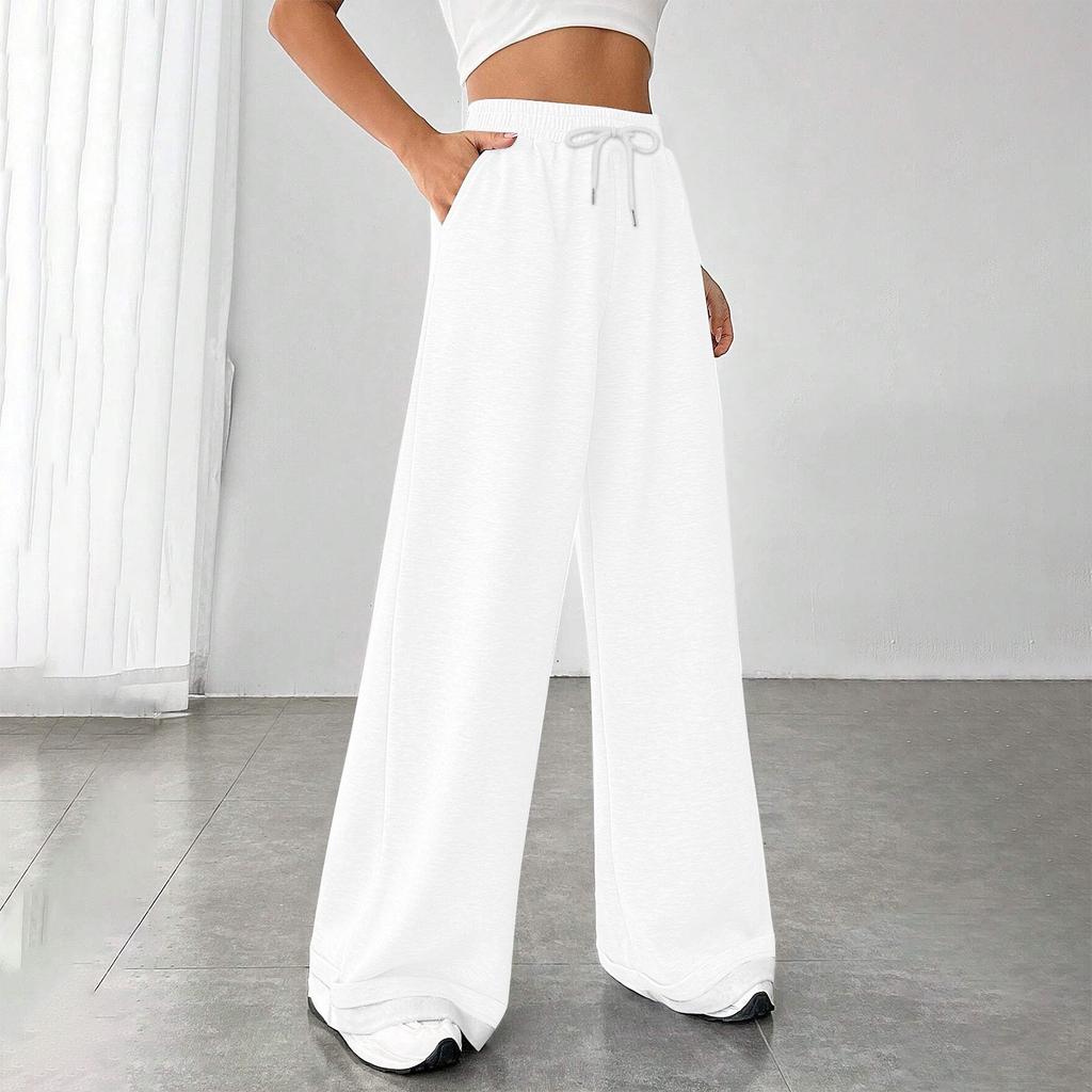 Женские модные свободные повседневные спортивные брюки с завязками и закрытой талией, однотонные повседневные брюки