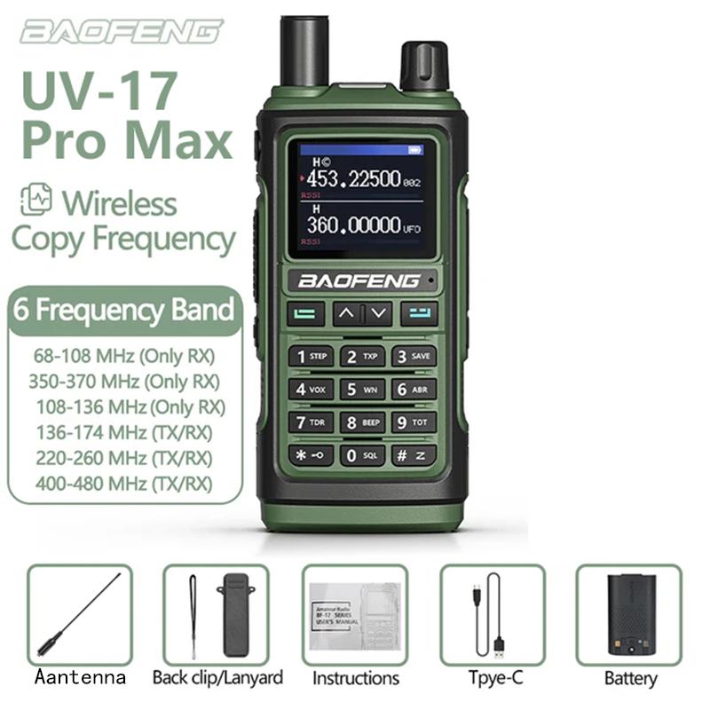 Baofeng UV-17pro Max Air Band Walkie Talkie Draadloze Kopieerfrequentie Lange Afstand Type-C Noaa Am Draagbare UV-5R Ham Tweewe