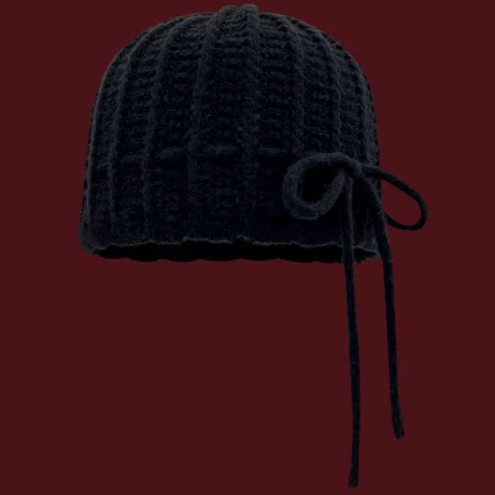 All-match Bow Knitted Hat Korean Style Brimless Beanie Cap Soft Crochet Pullover Cap  Outdoor