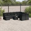 VidaXL Garden Lounge Set 10 Pcs with Cushions Black Wicker 3218185