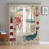 Decorative Nautical And Sea Set Maritime Illustrations Window Screening Curtains Voile Drape Sheer Tulle for Living Room Bedroom