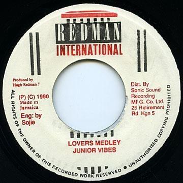 7-дюймовая пластинка JUNIOR VIBES Lovers Medley NONE Redman Internat 1990 Ямайка Регги Ска Даб Б/у