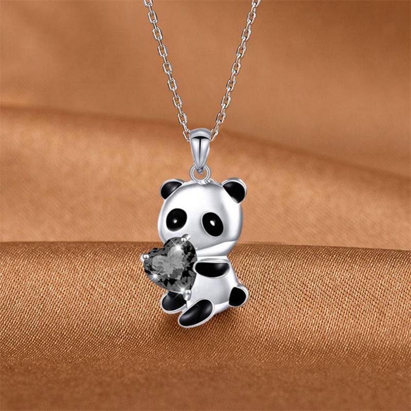 Heart Round Pendant Necklace Fashion Panda Necklace Collar Jewelry Gift Chokers Shape Zircon Bear Necklace Women Charm Chain