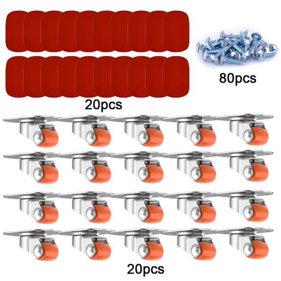 20 шт. самоклеящихся роликовых колес, грузоподъемность 30 фунтов, поворот на 360 градусов, плавное вращение, универсальные роликовые колеса