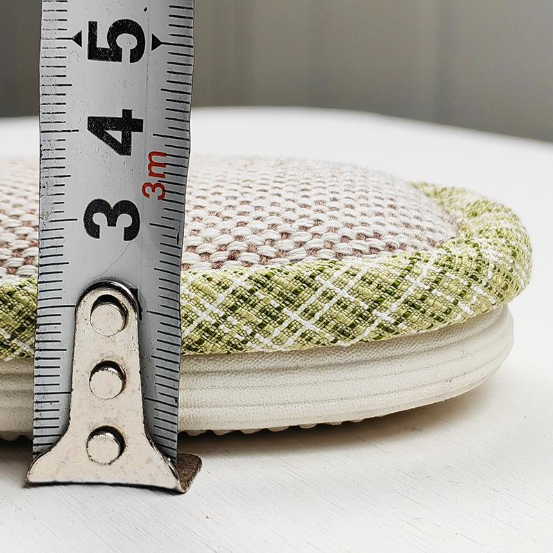 Летние модные милые женские льняные тапочки на толстой подошве