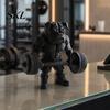 Украшение Животное 3D Печатная Фигурка Бульдога для Фитнеса, Современная Мускулистая Статуэтка Собаки со Штангой для Декора Домашнего Офиса, Черная Скульптура для Рабочего Стола Мышцы
