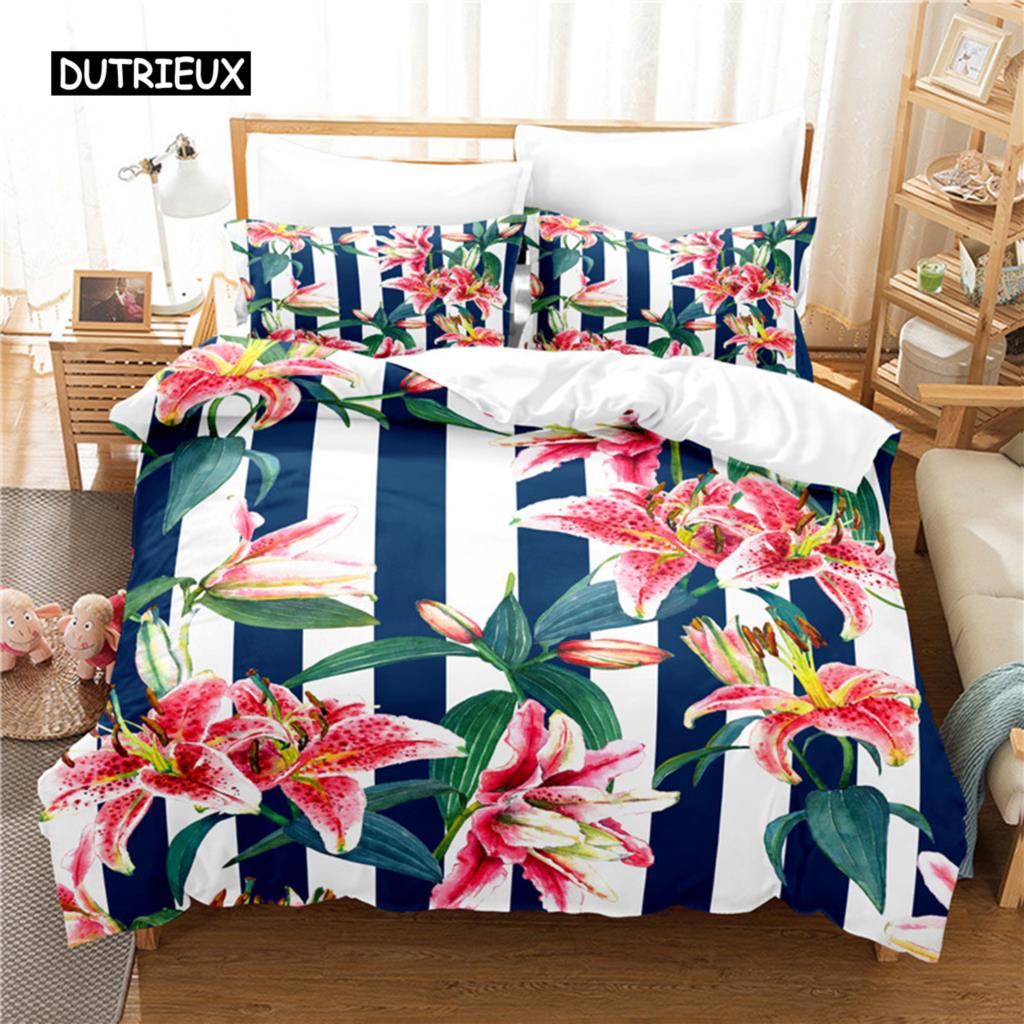 Красивый Постельный Комплект с Цветами Комплект Пододеяльника 3D Постельное Белье Цифровая Печать Постельное Белье Размер Квин Модные Дизайны