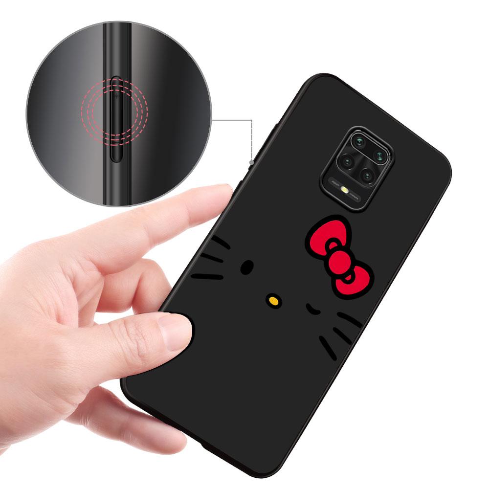 Cute Hello Kitty Case for Xiaomi Redmi 10A 10C 9C 12C 9A 9i 10 12 9 Prime 9T K40 Pro Black Soft TPU Mobile Phone Bag Cover