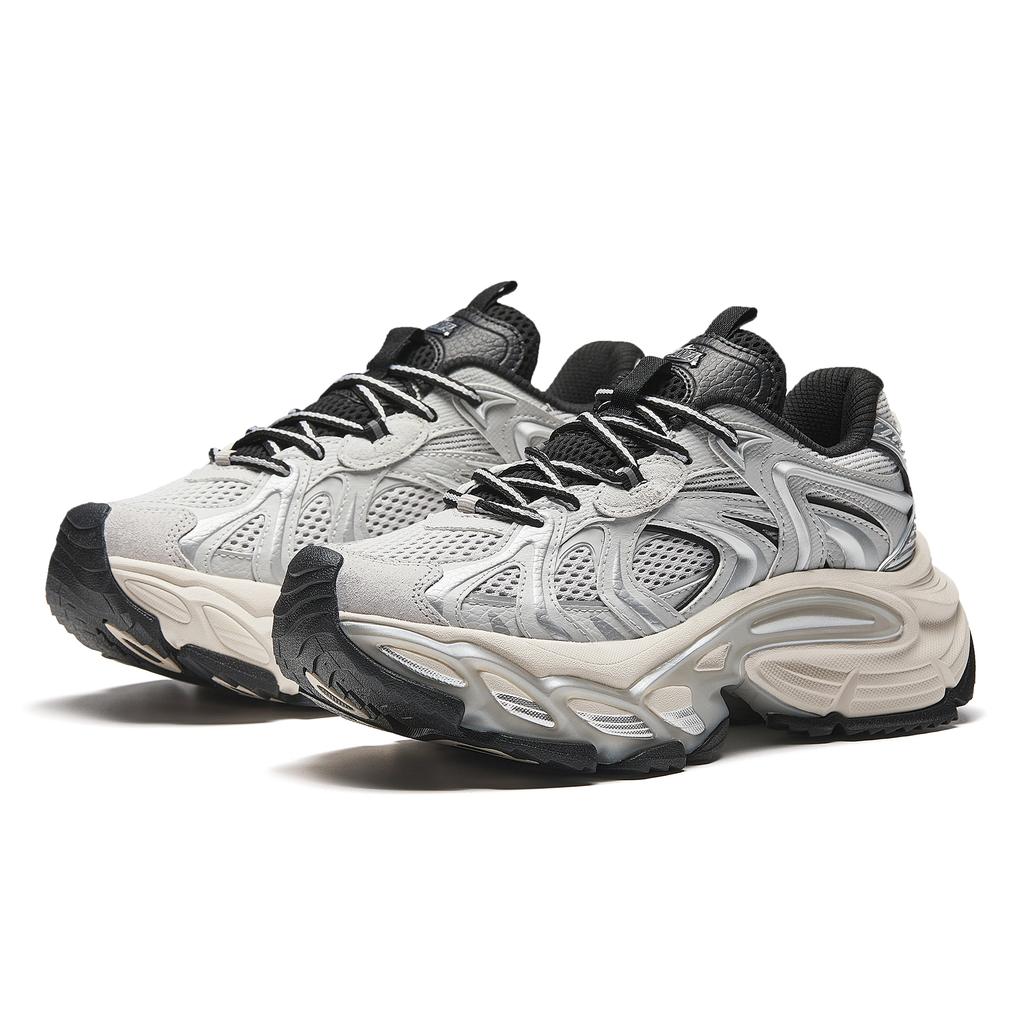 New Anta Anti Slip Wear Resistant Low Top Chunky Sneakers Women's Gray Silver 922518891-2