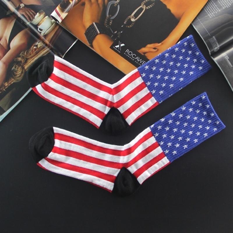 Модные мужские хлопковые носки со звездами и полосами флага США Old Glory повседневные до щиколотки