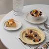 White/Yellow Color Ceramic Dessert Plate Round Shape Western Dining Tableware  Casual Occasions