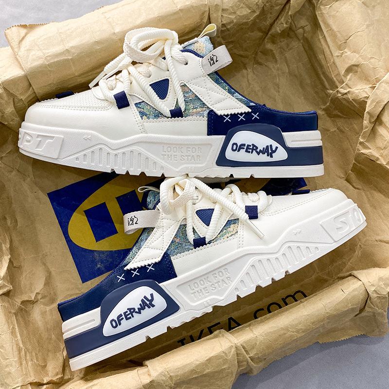 Мода 2024 года, новые мужские полутапочки, слипоны, мужская повседневная обувь, дышащие кроссовки на платформе, удобные уличные тапочки Zapatos Hombre