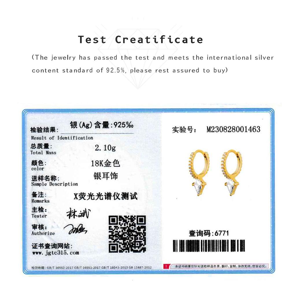 ANDYWEN 925 Sterling Silver Gold Clear Zircon CZ Short Spike Eternity Hoop Earring Loop Earring Pendant Jewelry Wedding Gift