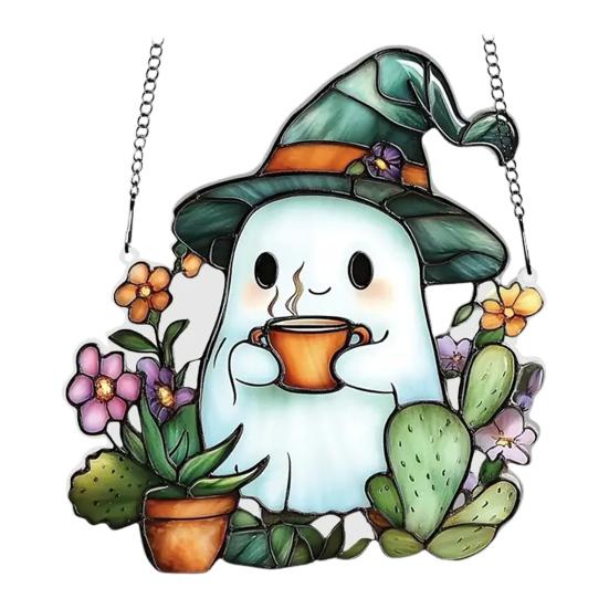 Halloween Ghost Suncatcher Wall Decor Ghost Sun Catcher Halloween Window Hanging Decoration Gift for Birthdays Housewarming Parties