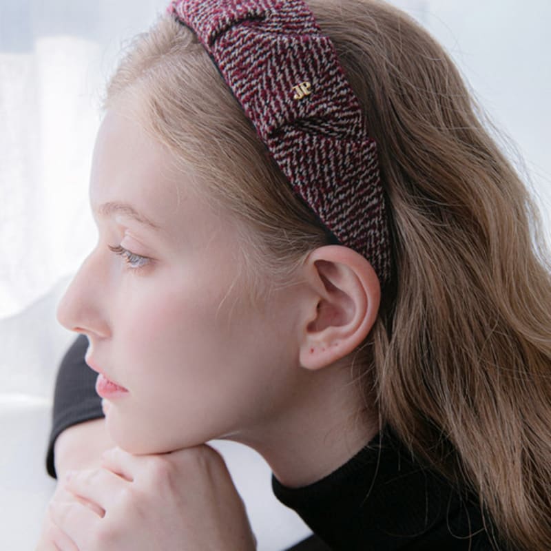 Жан Поль Кларисс Шерстяная Повязка на Голову в Елочку JP-22-210HB