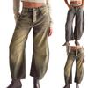 Women Baggy Mid Waist Jeans Wide Leg Loose Boyfriend Denim Pants Straight Leg Cropped Barrel Jeans