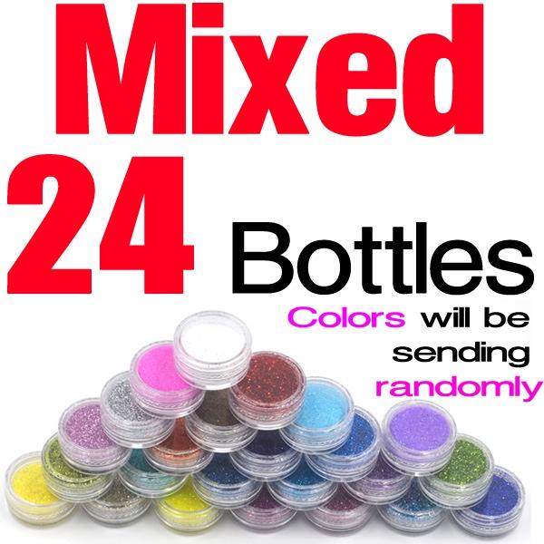MNFT 24 Bottles 24 Color Glittering Powder For Fly Tying Materials Fly Fishing Nymph Skin Sparkling Flashing Powder Glitter