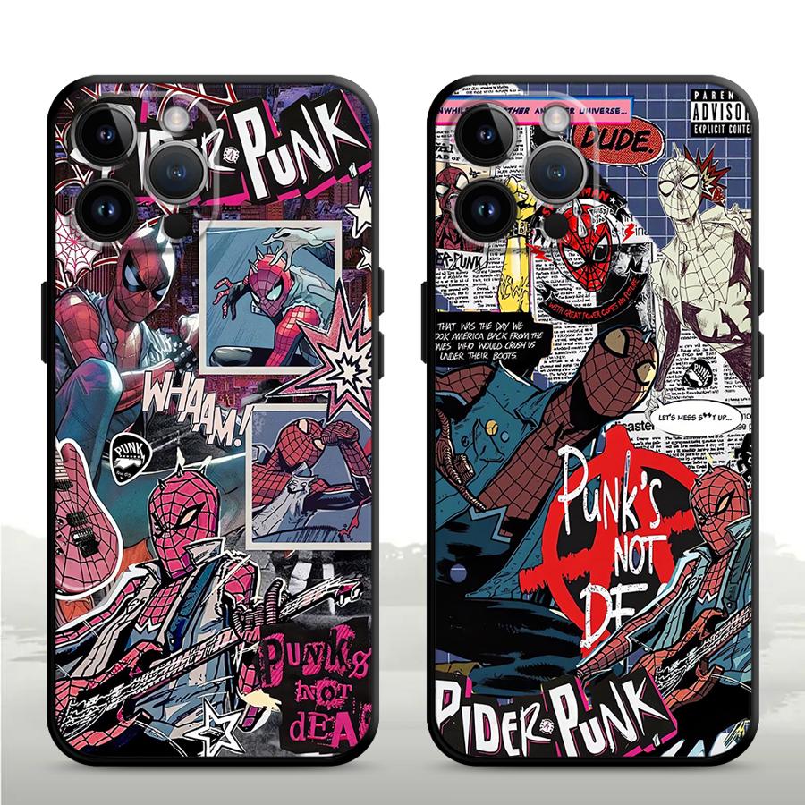 Чехол для телефона Apple iPhone 13 XR XS MAX Air 11 14 17 Pro Max 15 Pro 7 8 12 16 Marvel Sipiderman Punk