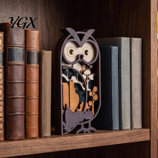 Creative Housewarming Gifts for Friends Multi Layer Wooden Owl Figurine, 3D Layered Crafts, Wood Decorative Ornaments Interior Design Carving