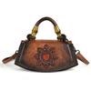 Vintage Embossed Leather Handbags for Women Designer Crossbody Shoulder Bag with Top Handle Chinese Style Handmade Purse 2025