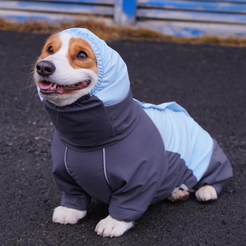 Corgi Dog Clothes Color Block Turtleneck Jumpsuit Waterproof Windproof Dustproof Anti-Stain Pet Overalls Outdoor Use