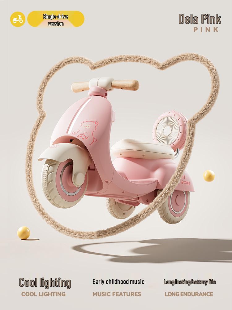 Детский электрический трехколесный мотоцикл с пультом дистанционного управления и световыми эффектами для мальчиков и девочек - Автомобиль Мулан