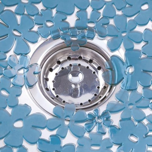 Interdesign Sink Mat, Floral Pattern, Blue, Large, 60961EJ