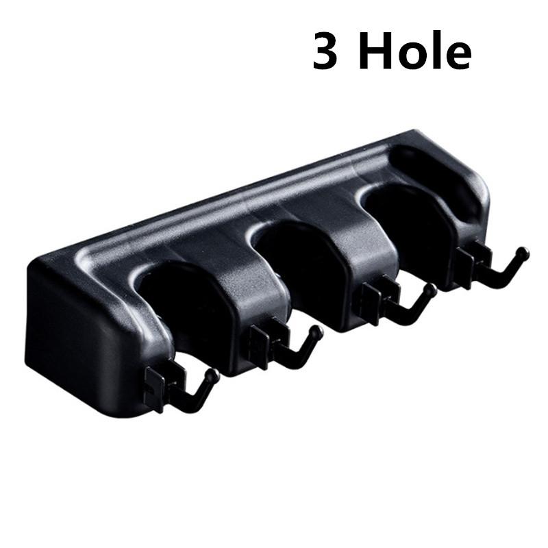 Держатель для швабры настенный многофункциональный черный на 3/4/5 позиций, полка для хранения швабры и веника, для дома, кухни, волшебный пластиковый держатель для швабры