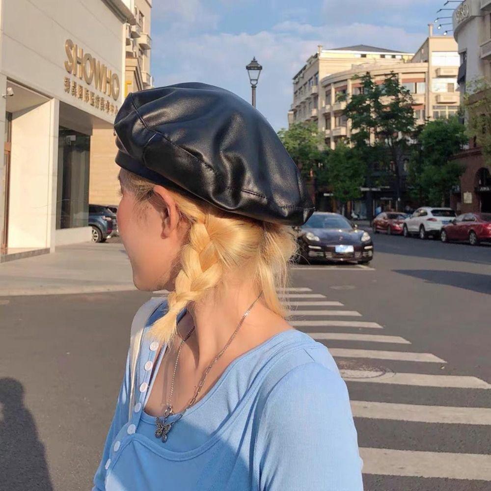 Корейский стиль Плоская кепка художника Однотонная Ретро Берет Повседневная Зима