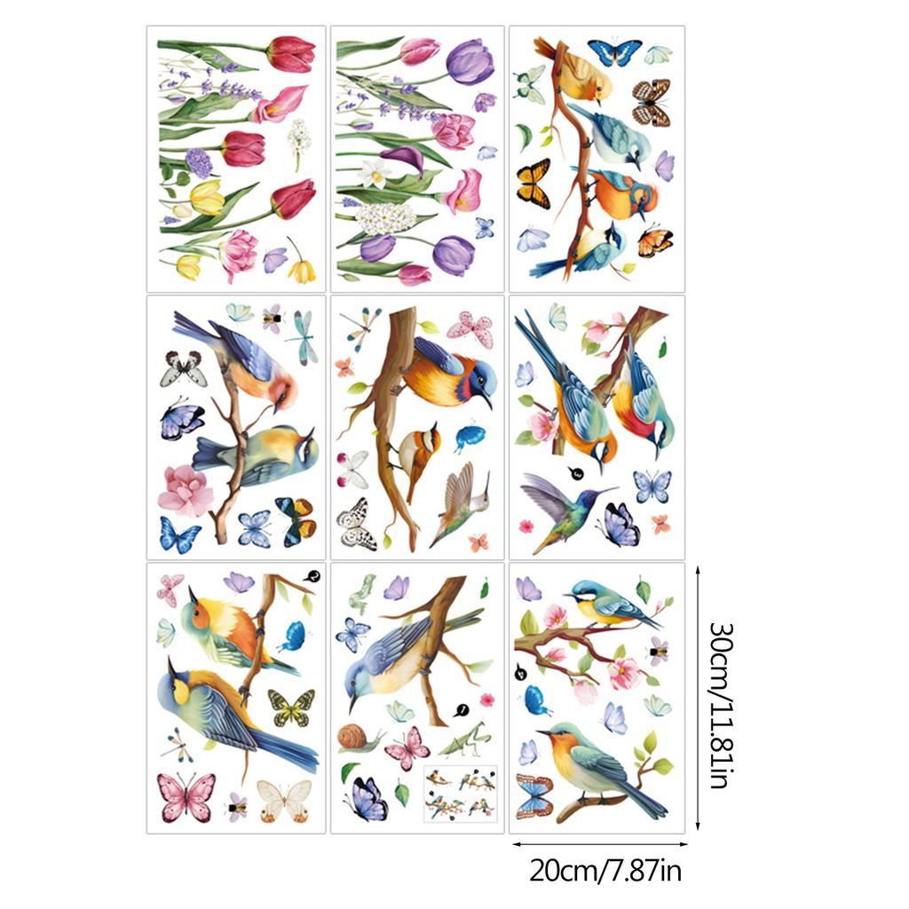 Весенние наклейки на окна Весенние цветы Птицы Двусторонние наклейки на окна для весенней школы Аксессуары для дома и офиса