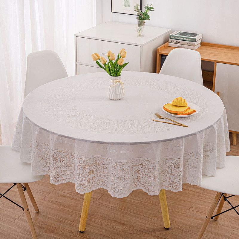 New Colored Circular Tablecloth Waterproof Oil Proof Round Dining Table Cover Anti Scalding Non Washing Household Tablecloths