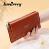 Baellerry Women's Korean Style Pu Leather Long Purse All Match Coin Purse Multi-card Slot Card Holder Large Capacity Clutch BagTrifold Wallet