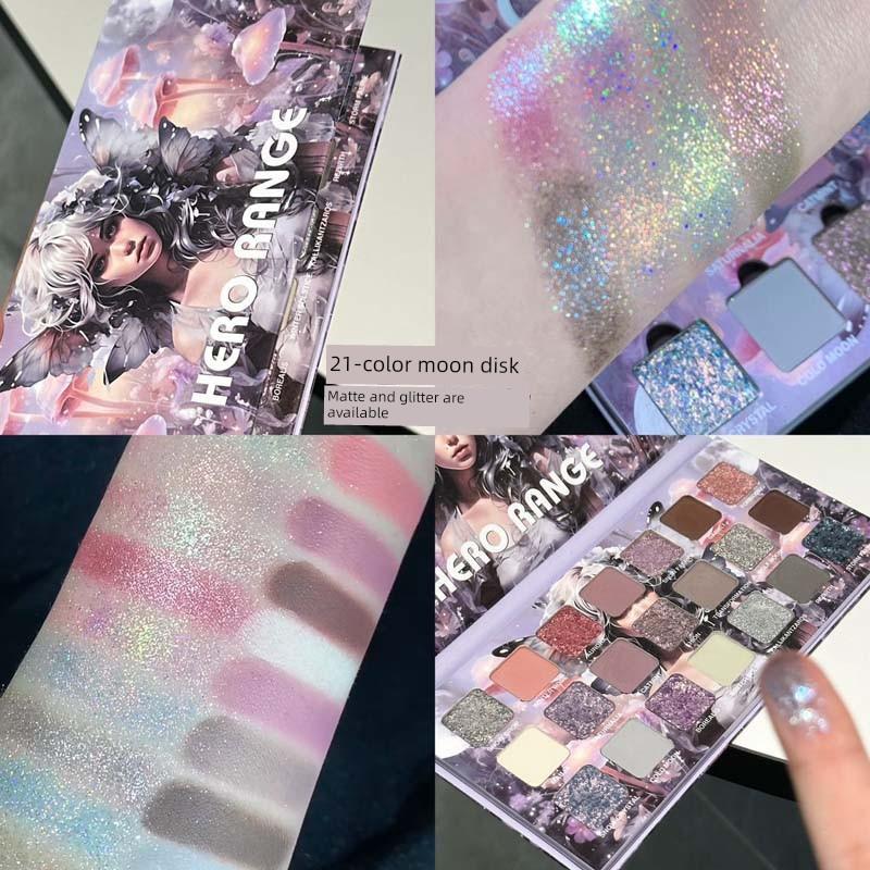 above the Heart!! Cold Moon Series 21 Colors Eye Shadow Plate Lavender Makeup Matte Thin and Glittering Smoked Earth Color Everyday Joker