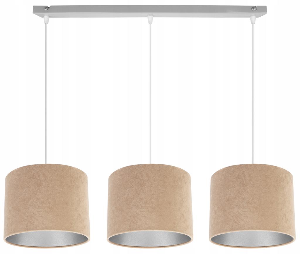 Pendant lamp, ceiling chandelier, chrome, velvet lampshade