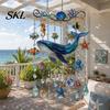 Crystal Bead Hanging Ornament Ocean Animal Acrylic Window Hanging, Stained Glass Style Sea Turtle Whale Dolphin Suncatcher Waterproof Wind Chime with