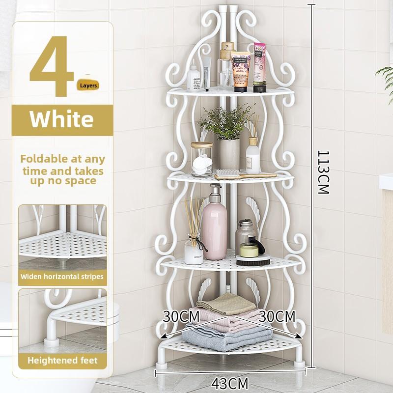 Стеллаж для хранения в ванной комнате Трехъярусный напольно-потолочный стеллаж для ванной комнаты Туалет Туалетный стеллаж для хранения Угловое хранение в туалете
