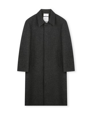 Beslow [Beslow X Derrick] Oversized Herringbone Alpaca Mac Coat Charcoal Herringbone