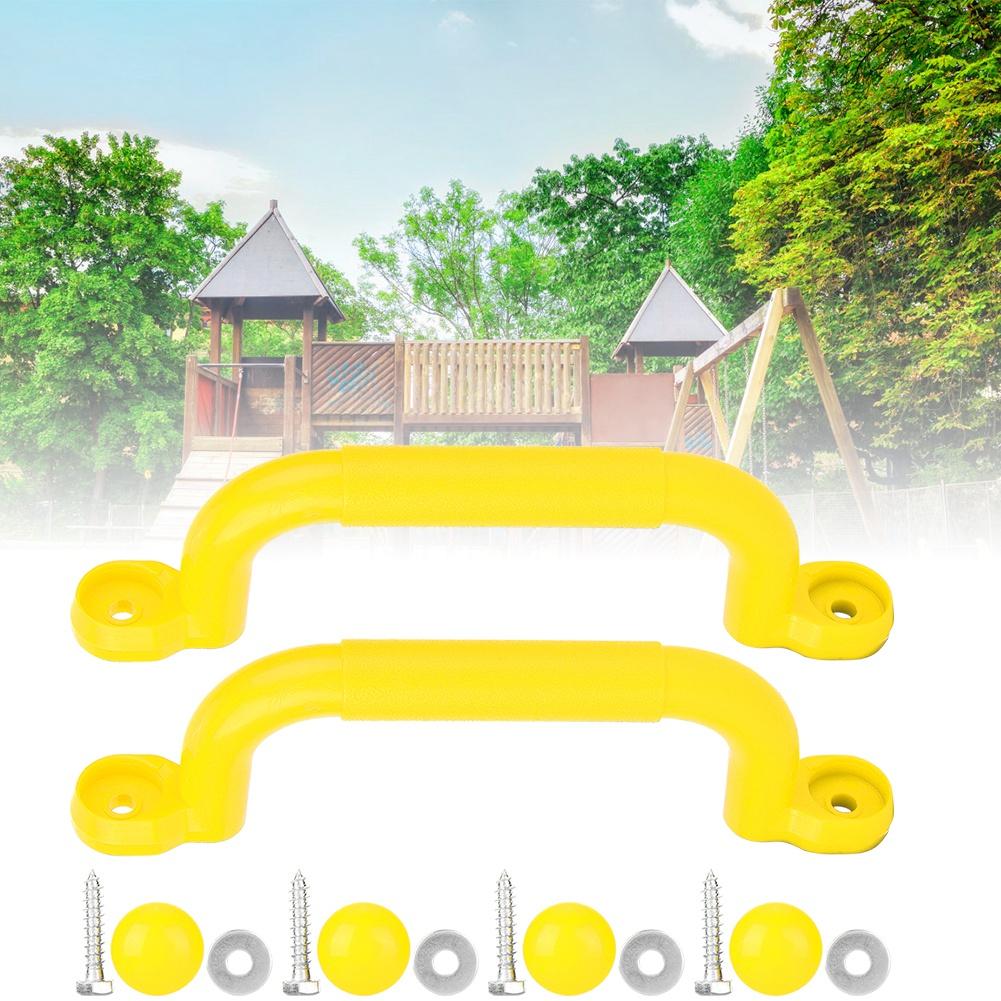 A Pair of Plastic Kids Children Playground Safety Non Slip Handle Swing Toy Accessories(Yellow)