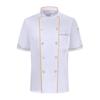 Летняя униформа шеф-повара, двубортная, с короткими рукавами, унисекс, воротник-стойка, мягкая, дышащая, устойчивая к пятнам, свободная, для повара, для кухни, пекарни, ресторана, столовой.