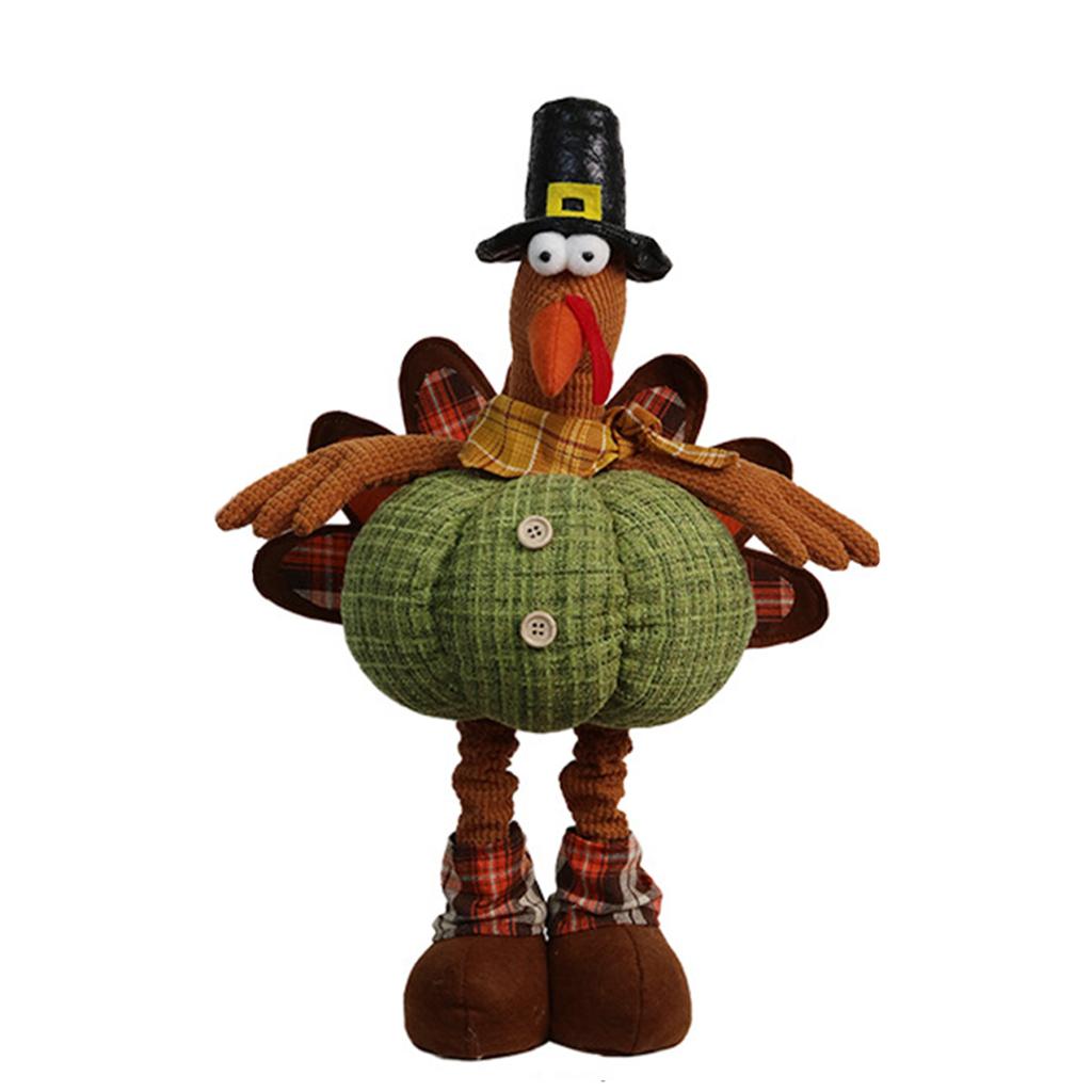 Thanksgiving Decoration Turkey Doll with Telescopic Legs Autumn Decors Turkey Figurine Festival Farmhouse Home Ornaments