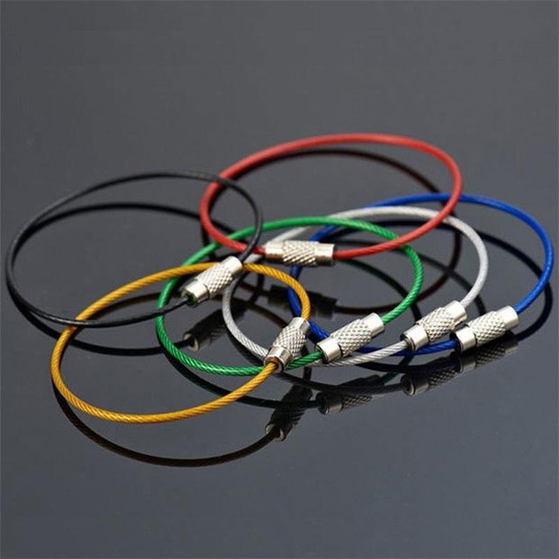 1 Pcs Key Holder Outdoor Tools Wire Keyrings Cable Rope Screw Locking Key Chain