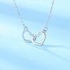 Doppel Herz Necklace S925 Sterling Silver Heart-Connected Argent Pur Glossy Heart-Shaped Doppel Herz Necklace
