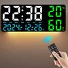 Large Digital Wall Clock with Remote Control 7Colors Mood Light Dual Alarm Timing Countdown 12/24H Auto Dimmable LED Alarm Clock